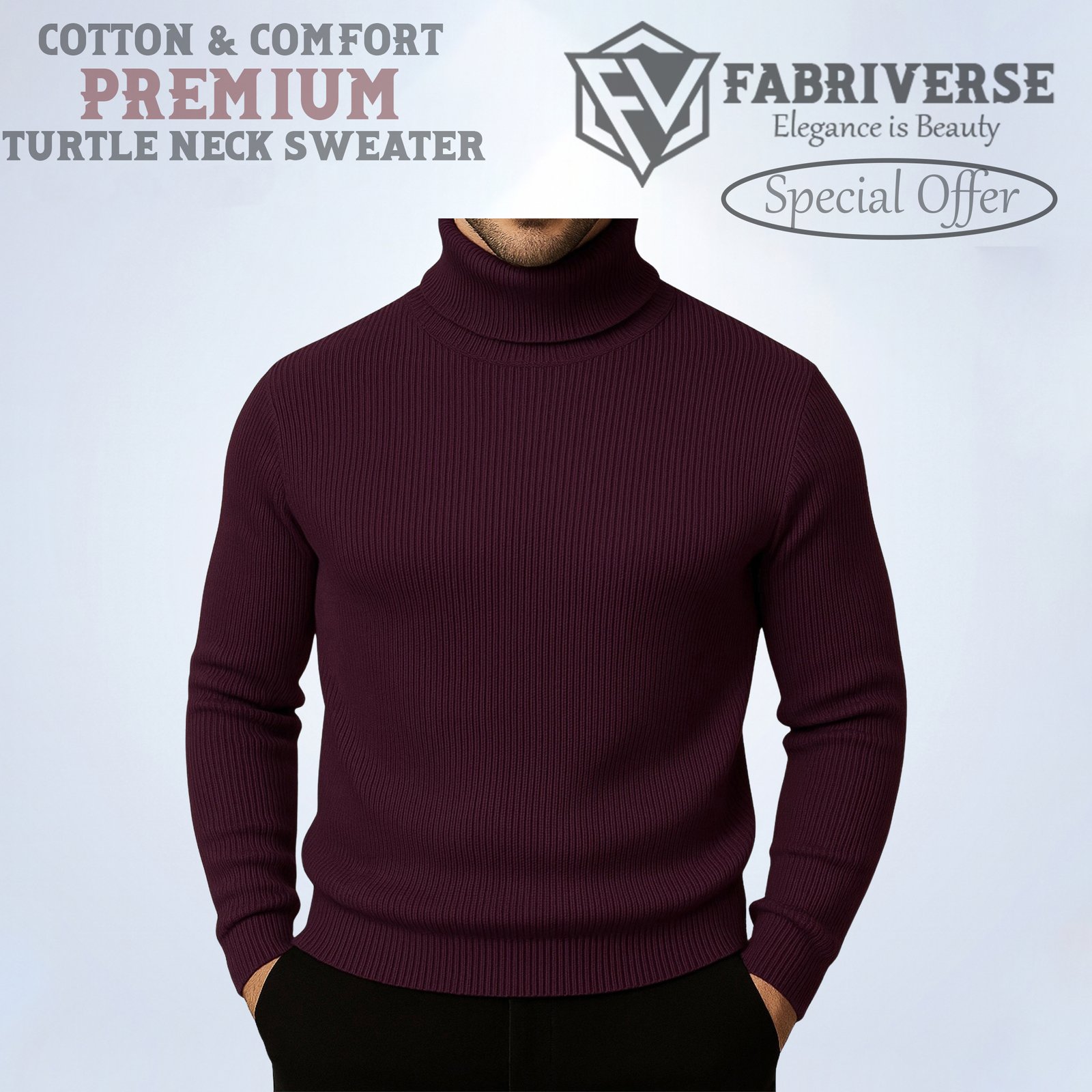 Premium Turtle Neck (Deep Wine)