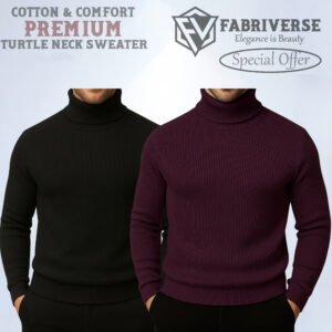 Premium Turtle Neck (Black-Deep Wine)