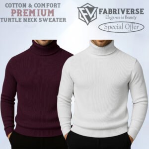 Premium Turtle Neck (Deep Wine-White)