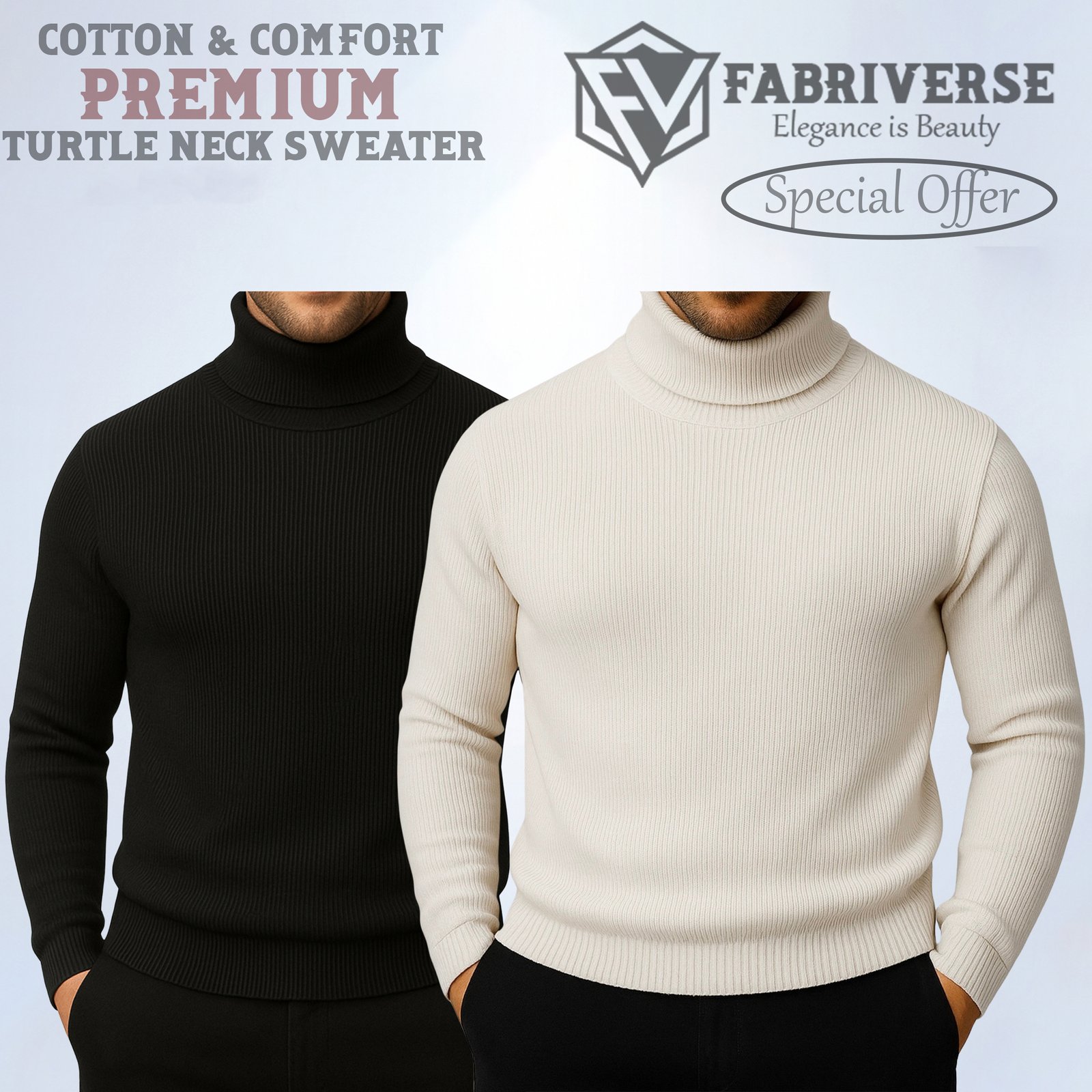 Premium Turtle Neck (Black-Cream)