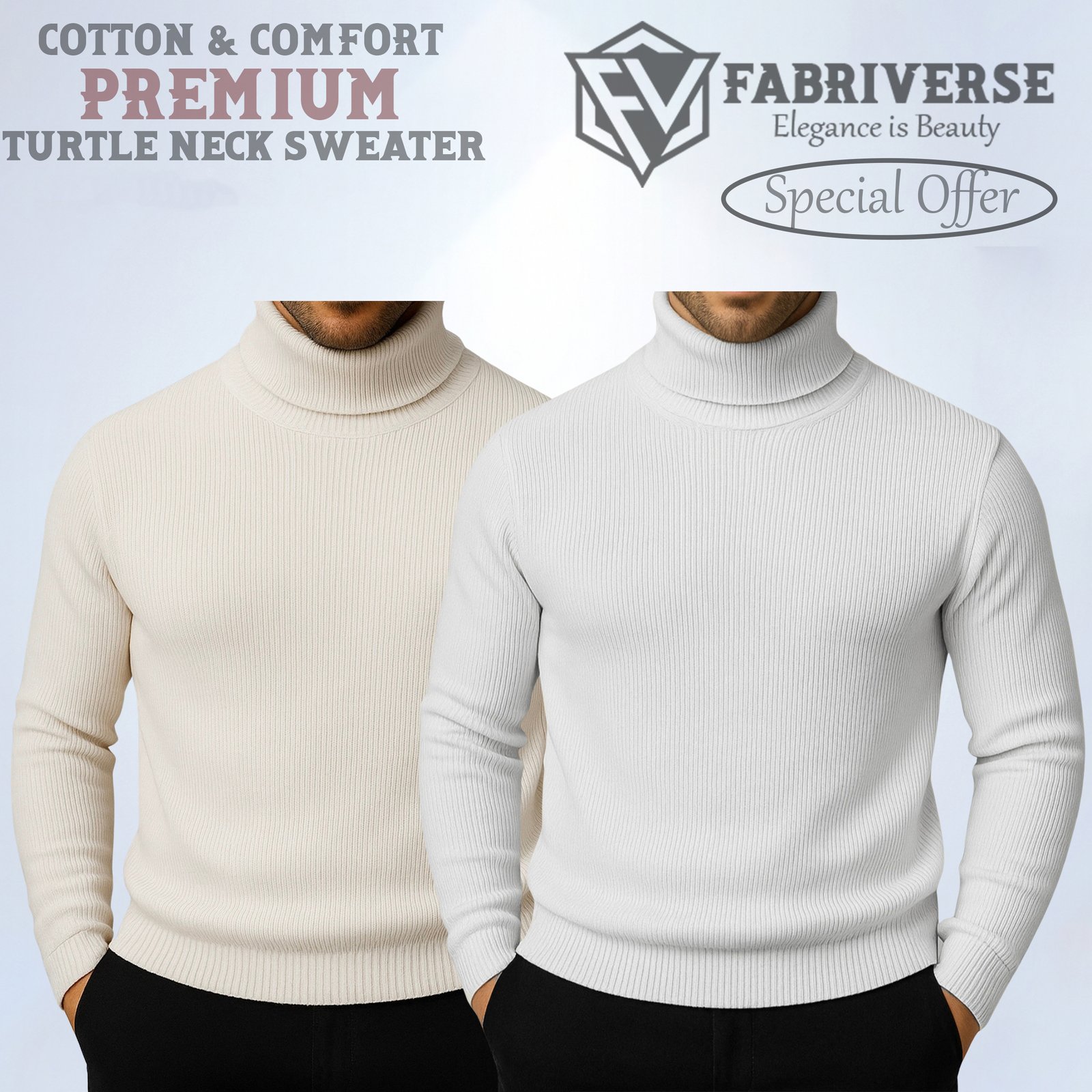 Premium Turtle Neck (Cream-White)
