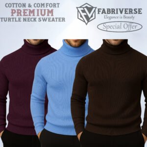 Premium Turtle Neck (Deep Wine-Sky Blue-Coffee)
