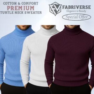 Premium Turtle Neck (Sky-White-Deep Wine)