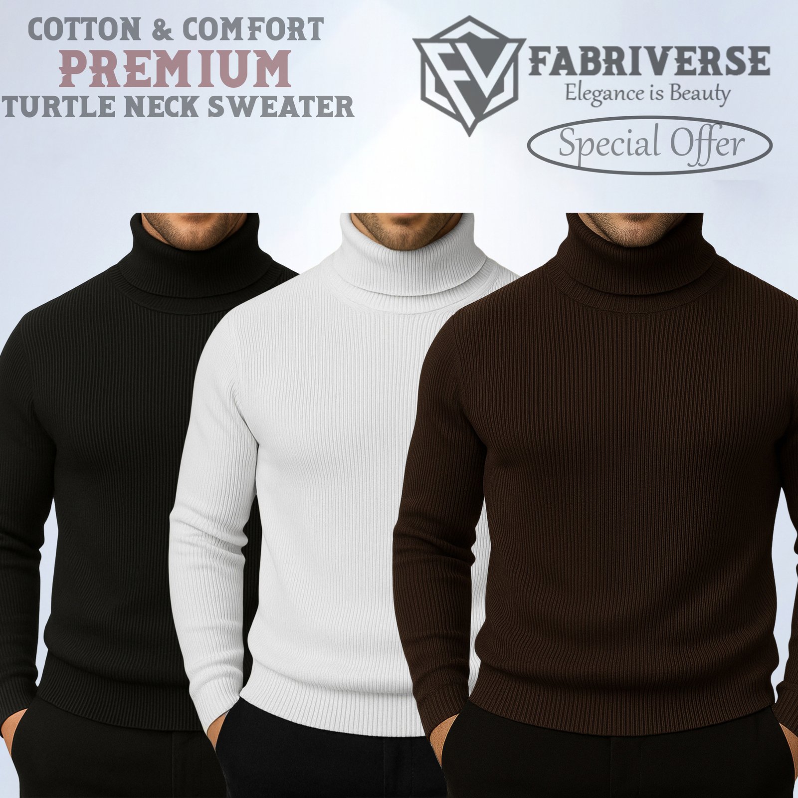 Premium Turtle Neck (Black-White-Coffee)