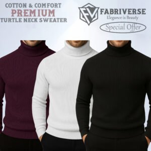 Premium Turtle Neck (Deep Wine-White-Black)