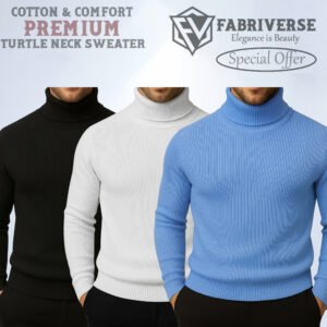 Premium Turtle Neck (Black-White-Sky Blue)