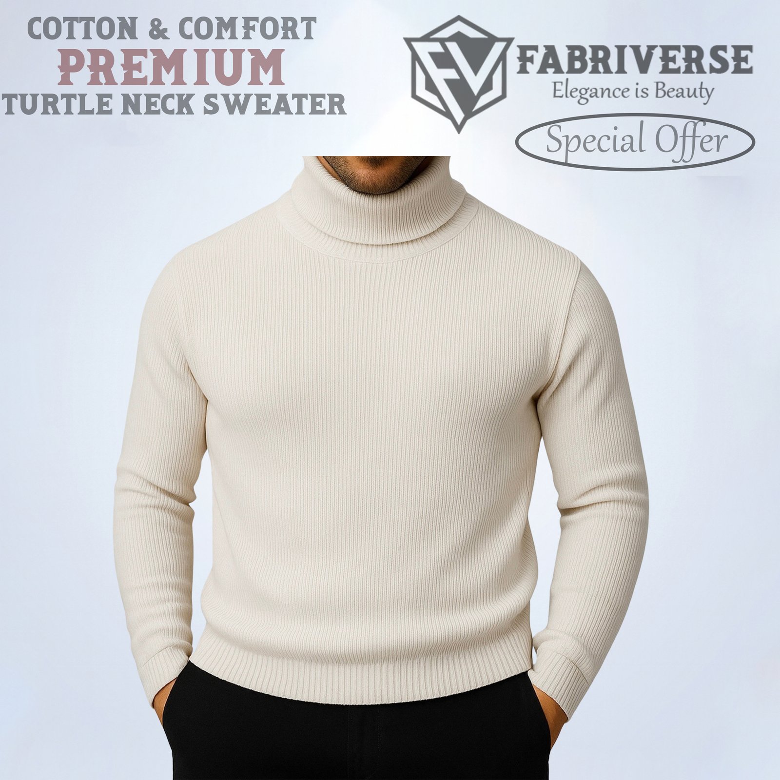 Premium Turtle Neck (Cream)