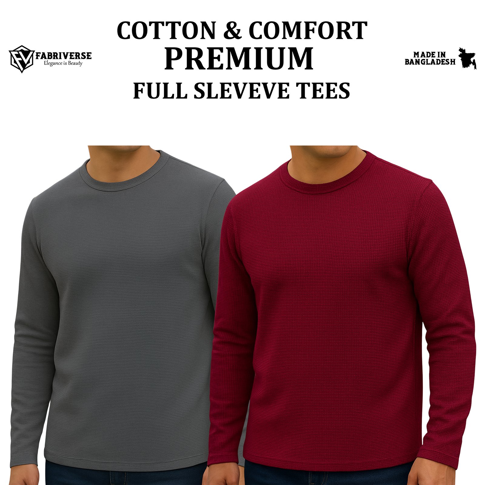 Premium Full Sleeve (Charcoal-Wine)