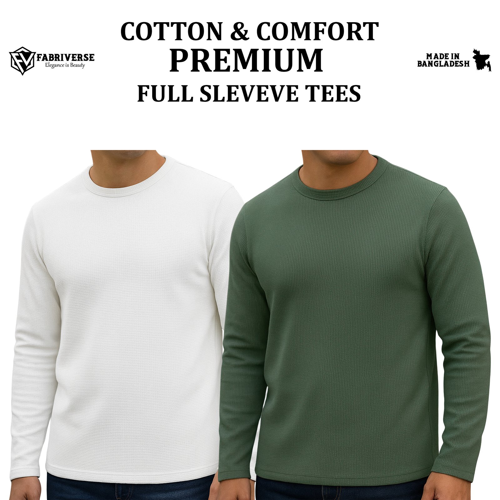 Premium Full Sleeve (White-Olive)