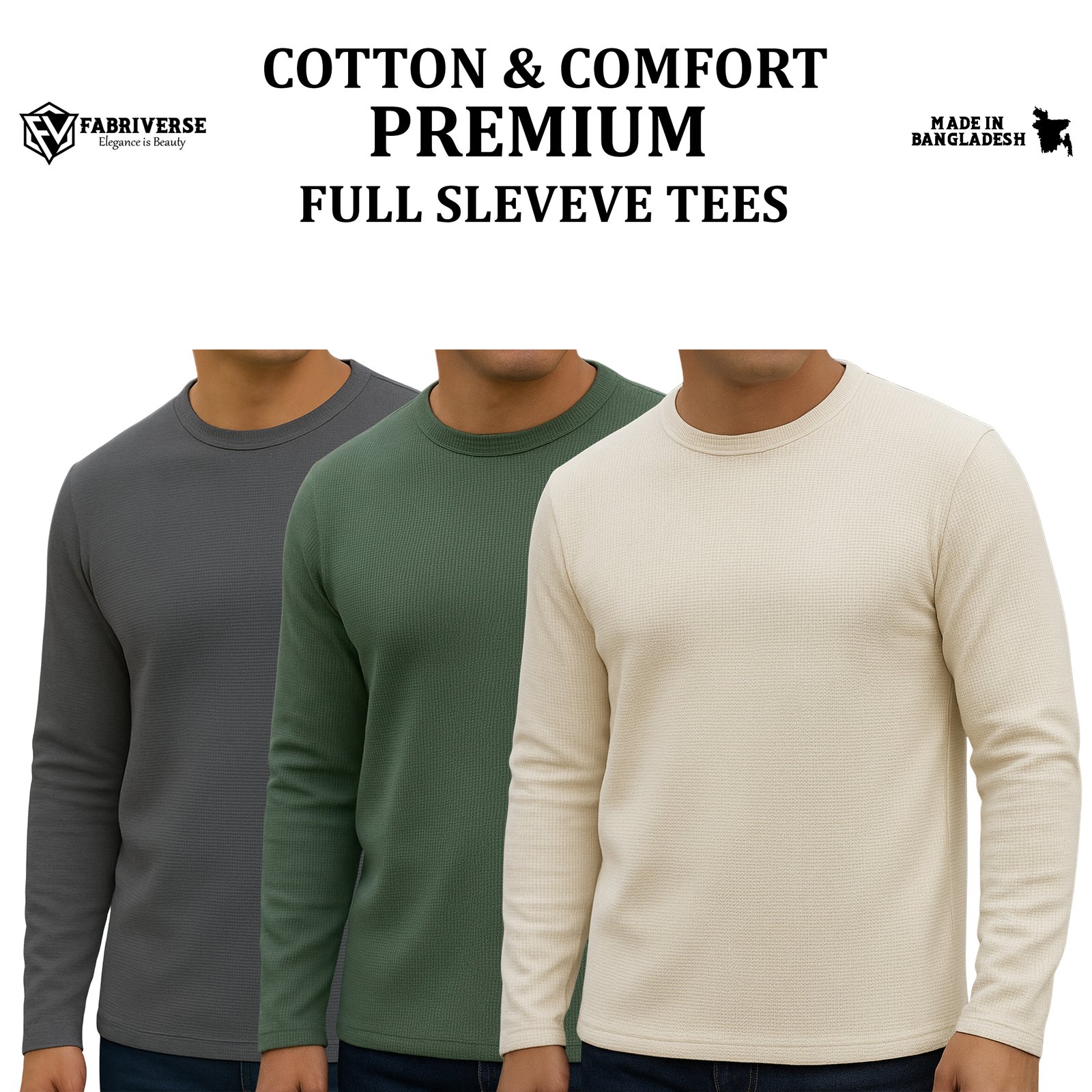 Premium Full Sleeve (Charcoal-Olive-Cream)