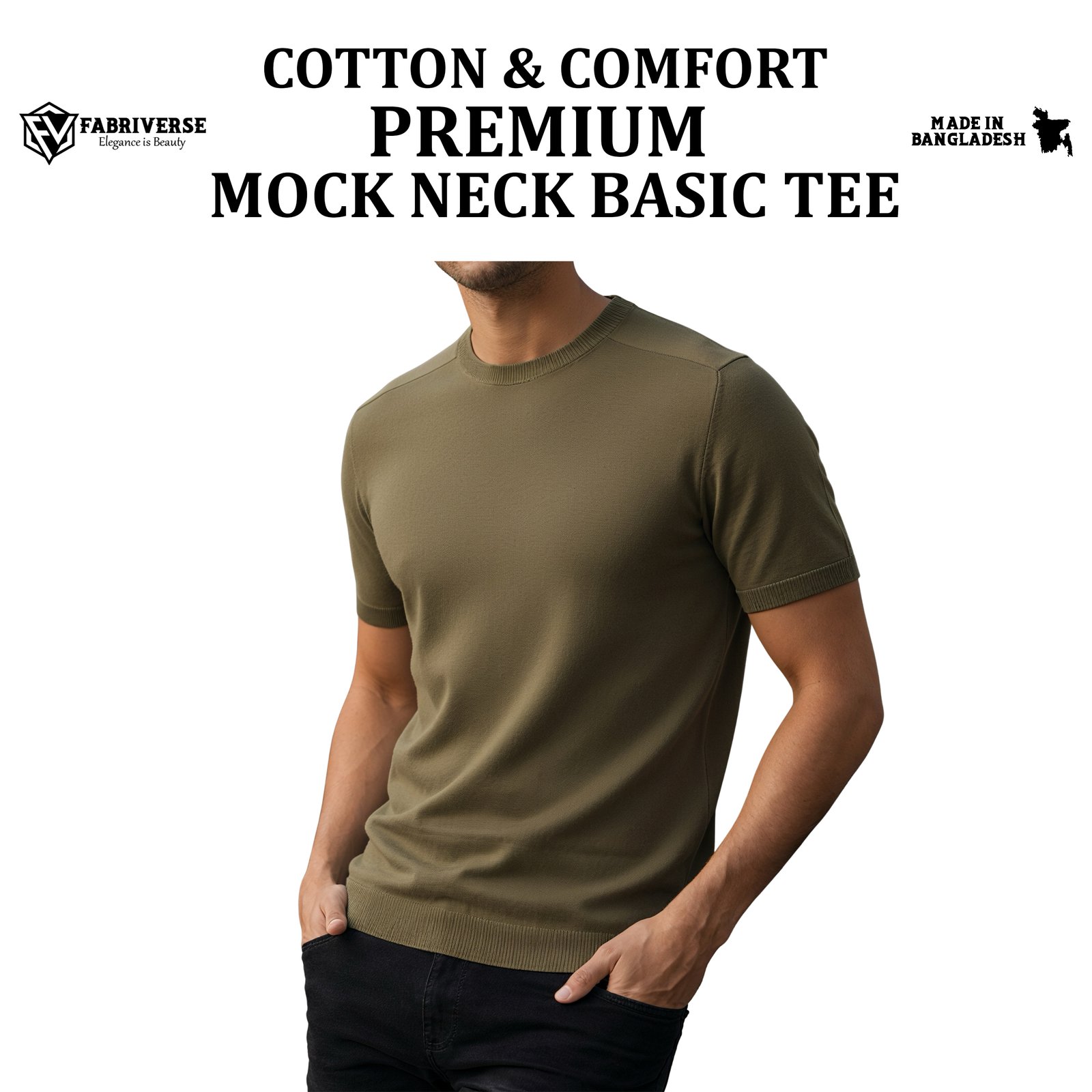 Premium Mock Neck (Boil Olive)