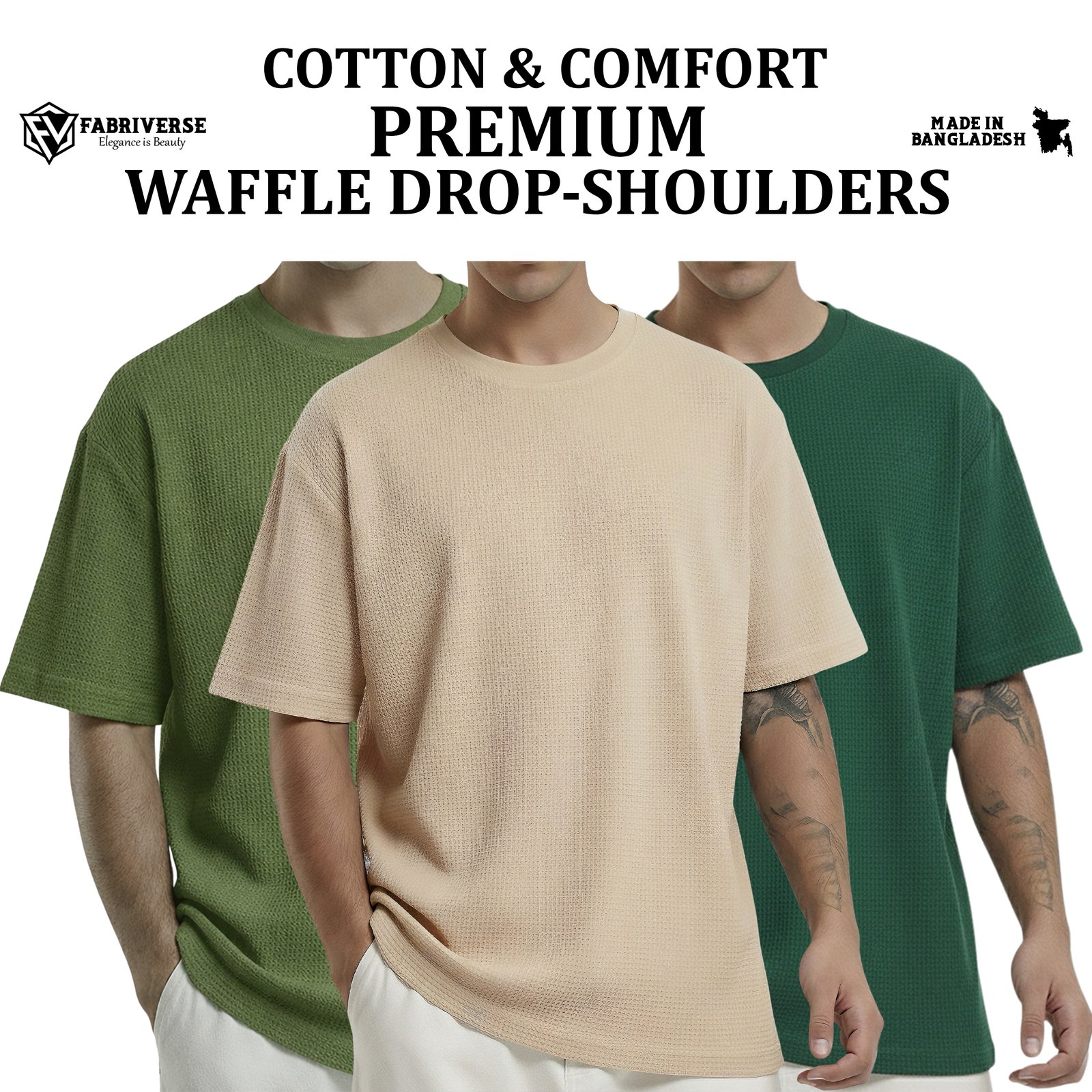 Premium Waffle Drop (Olive-Biscuit-B.Green)