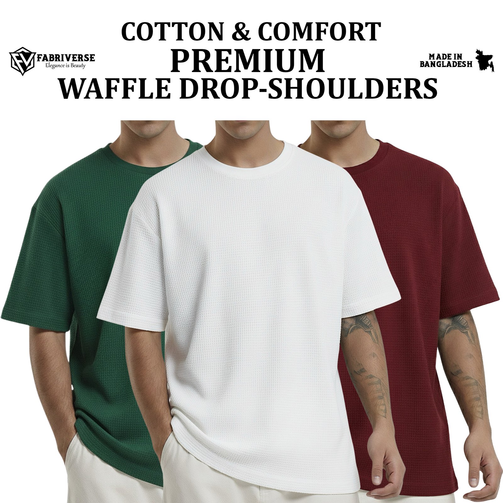 Premium Waffle Drop (B.Green-White-Maroon)