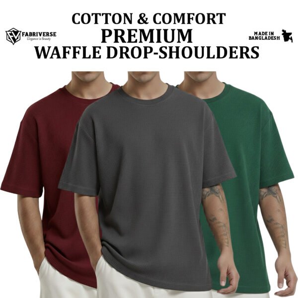 Premium Waffle Drop (Maroon-Charcoal-B.Green)