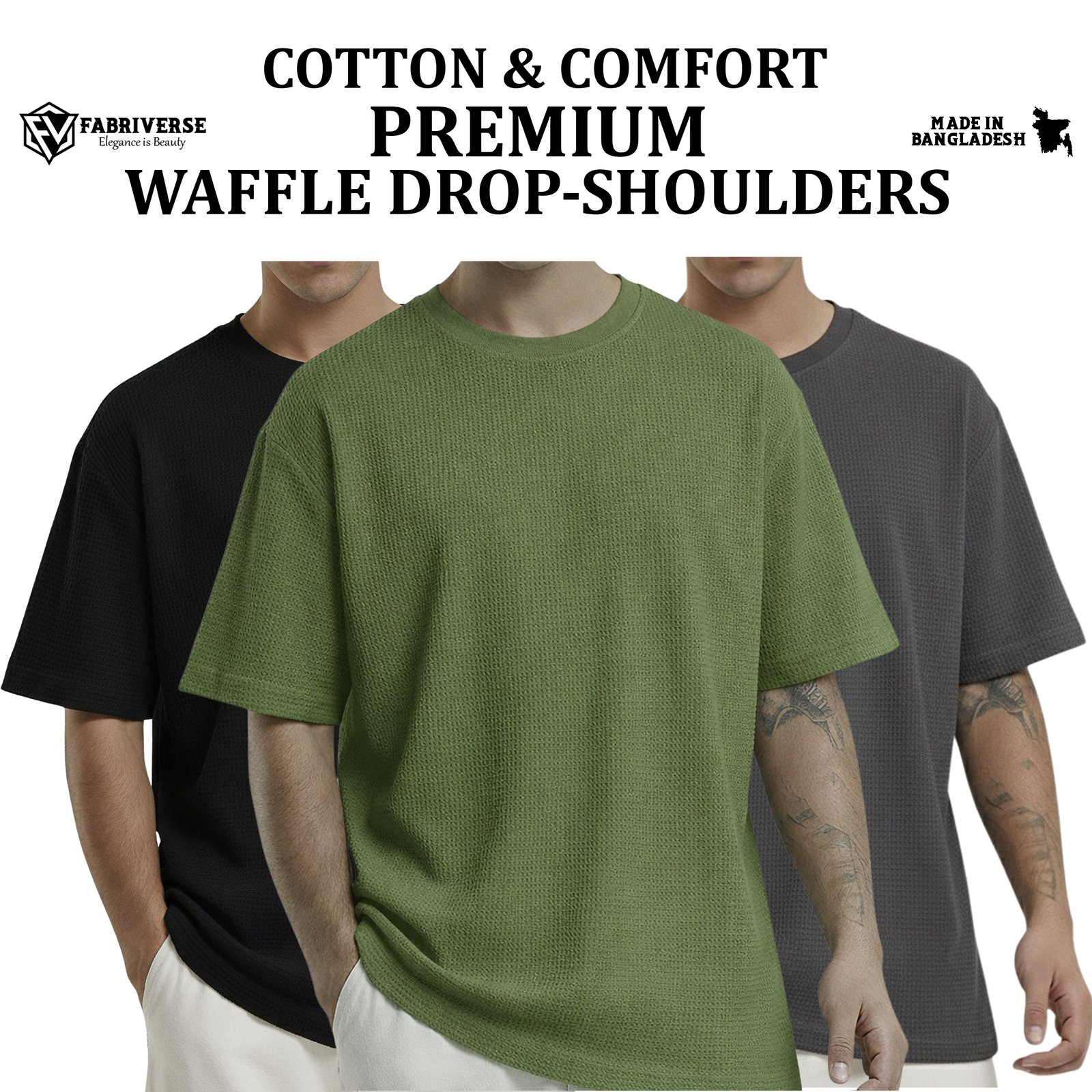 Premium Waffle Drop (Black-Olive-Charcoal)