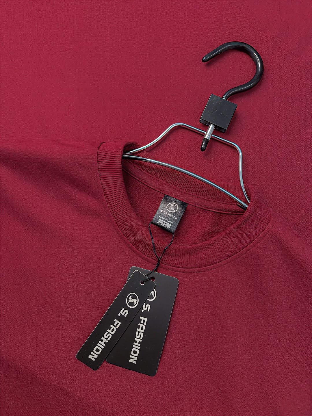 Mock Neck Drop-Shoulder (Maroon-Beige-B.Green) - Image 2