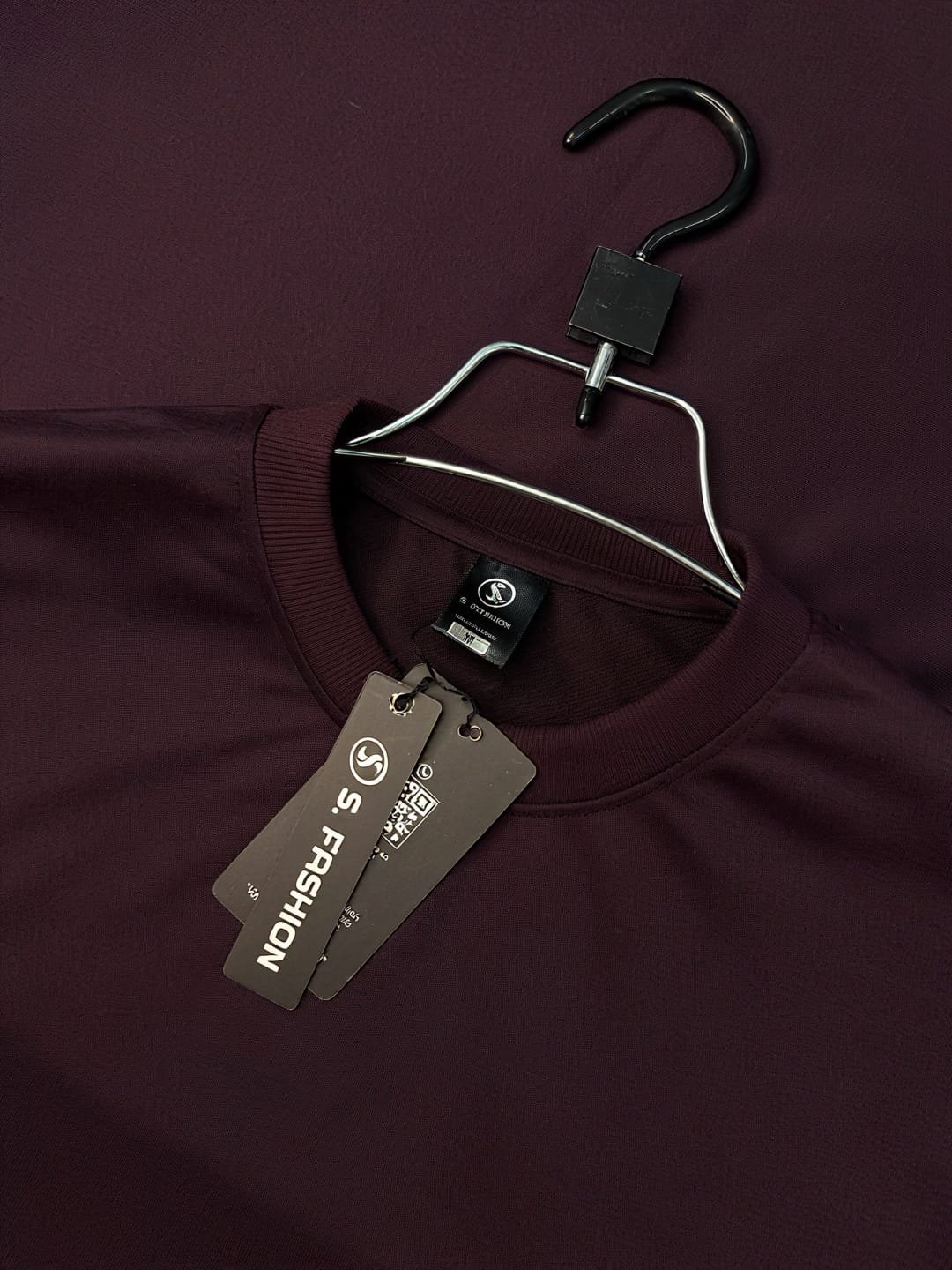 Mock Neck Drop-Shoulder (Maroon-Coffee) - Image 3