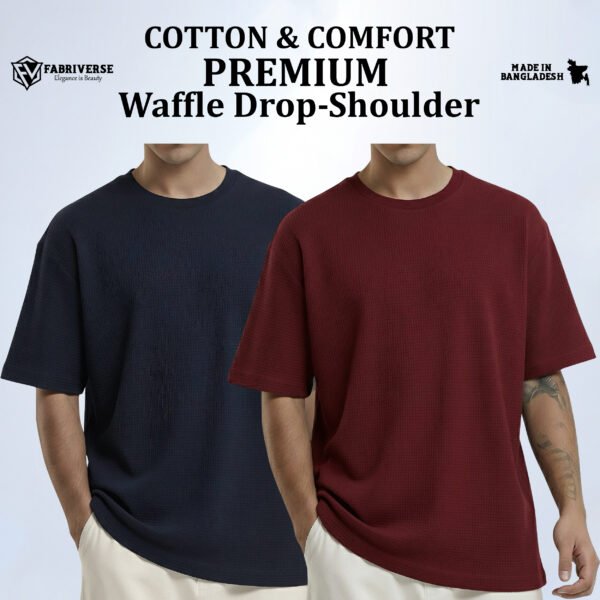 Premium Waffle Drop (Navy-Maroon)