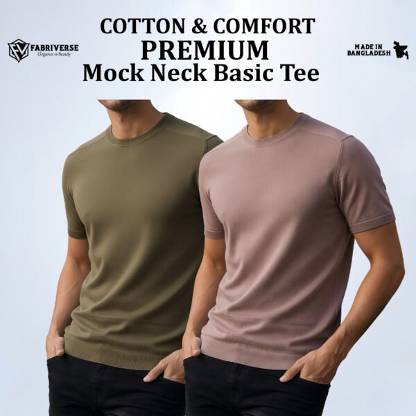 Premium Mock Neck (Boil Olive-Brick)