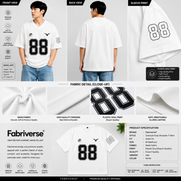 Premium Mash Drop-Shoulder (White)