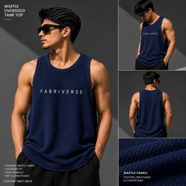 Premium Waffle Tank Top (Navy)