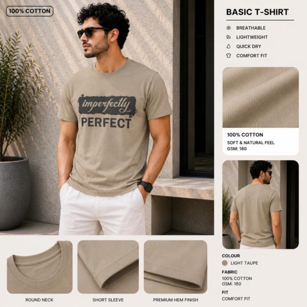 Printed Basic T-Shirt (Biscuit)