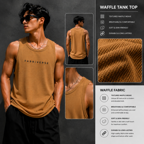 Premium Waffle Tank Top (Brown)