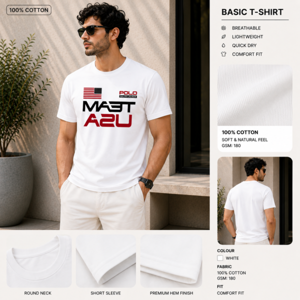 Printed Basic T-Shirt (White)