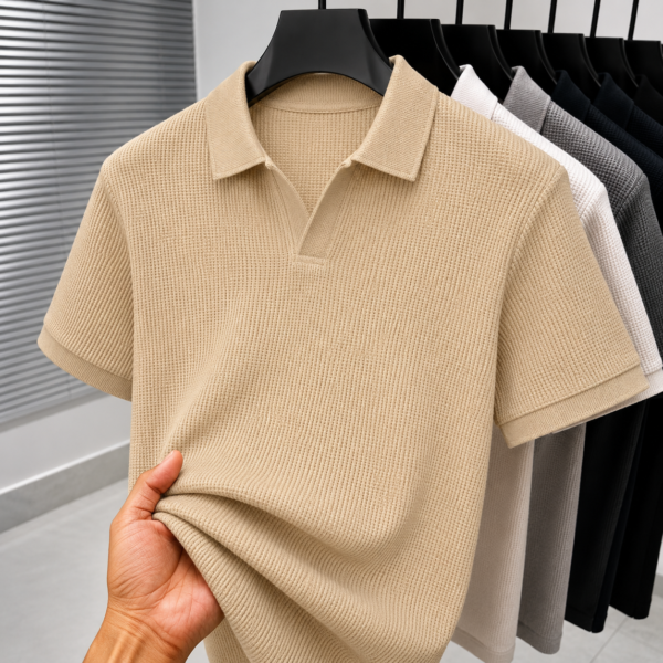 Premium Waffle Cuban Polo (Cream)