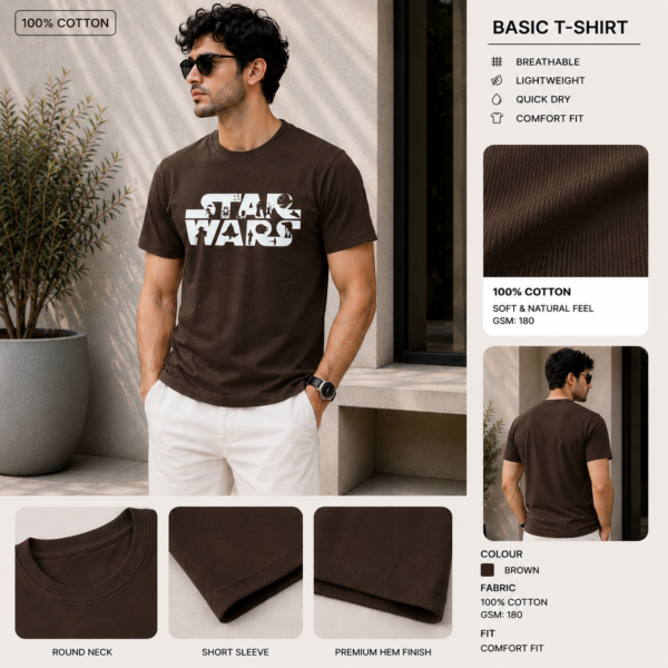 Printed Basic T-Shirt (Coffee)