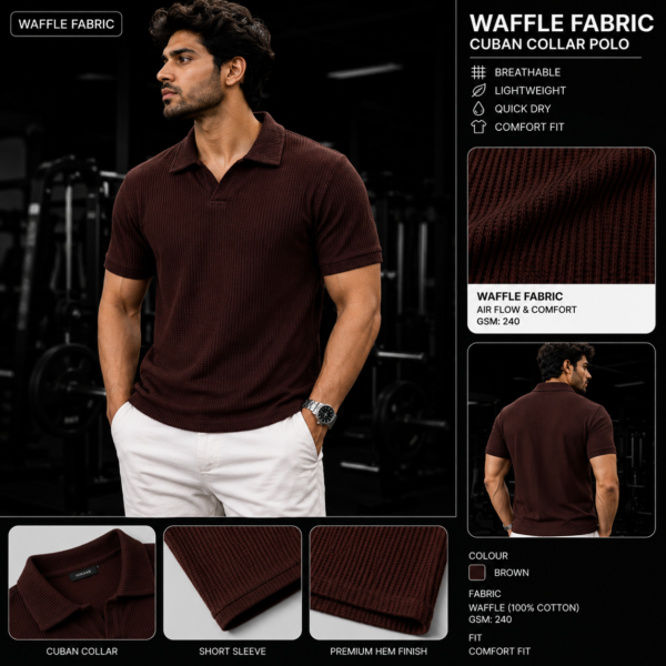 Premium Waffle Cuban Polo (Coffee)