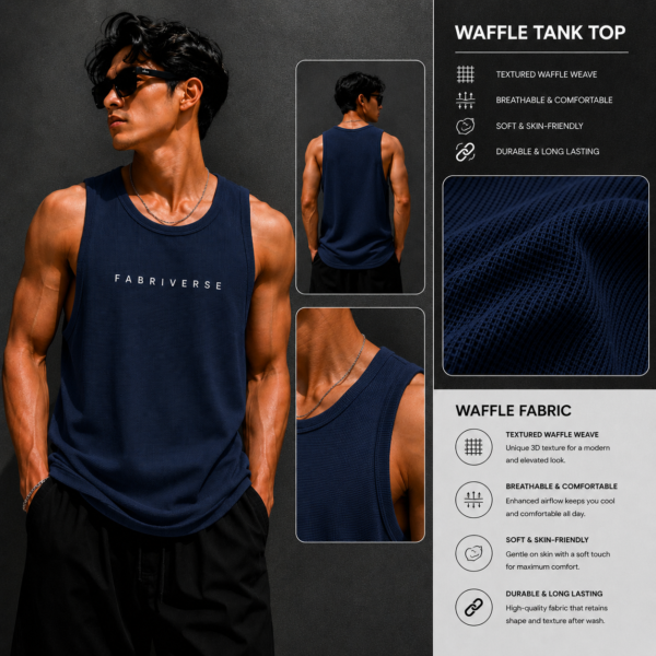 Premium Waffle Tank Top (Navy)