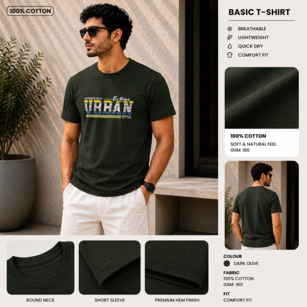 Printed Basic T-Shirt (B.Green)