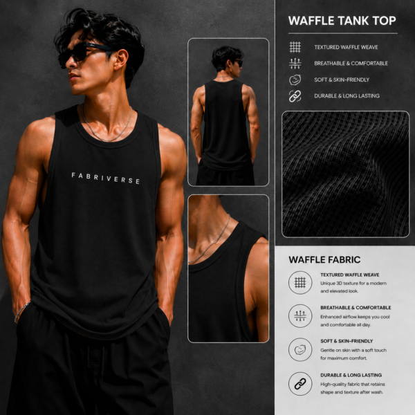 Premium Waffle Tank Top (Black)