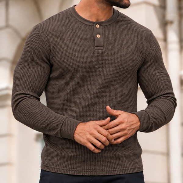 Premium Henley Full Sleeve T-Shirt (Chocolate)