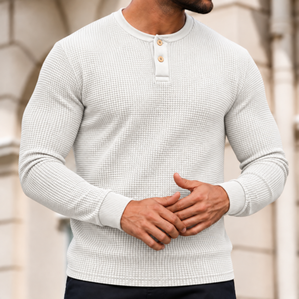 Premium Henley Full Sleeve T-Shirt (Off White)