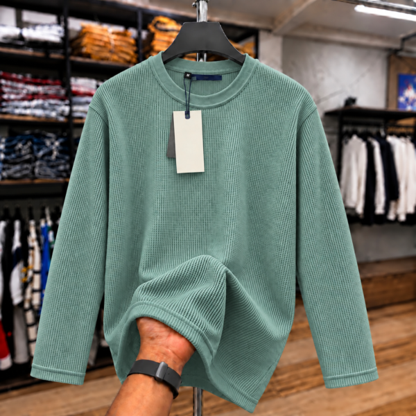 Premium Waffle Full Sleeve Tee (Mint)