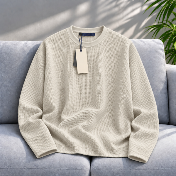 Premium Waffle Full Sleeve Tee (Cream)