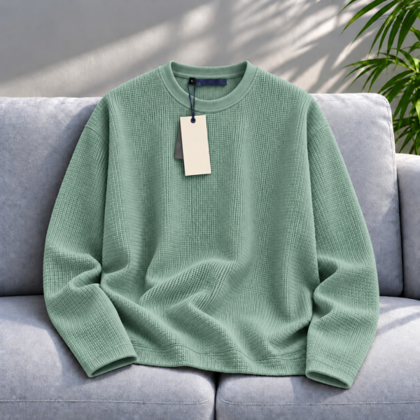 Premium Waffle Full Sleeve Tee (Mint)
