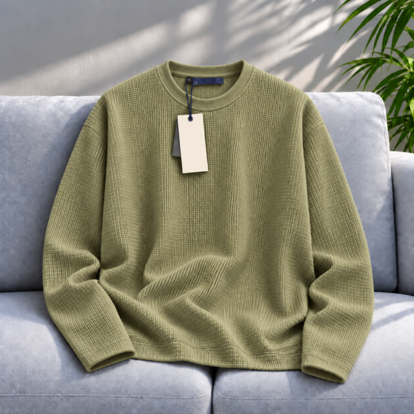 Premium Waffle Full Sleeve Tee (Olive)