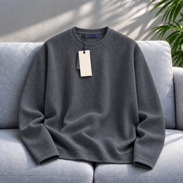 Premium Waffle Full Sleeve Tee (Charcoal)